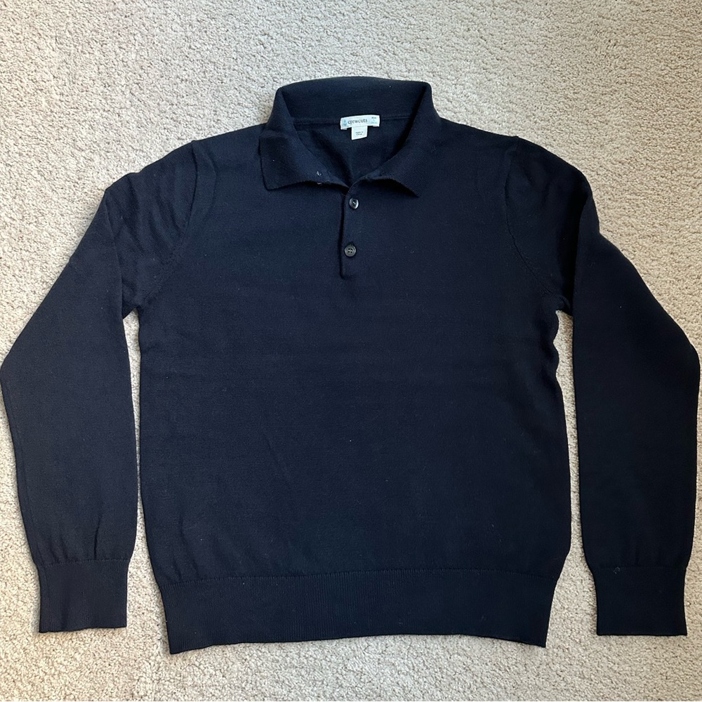 Boys size L Crewcuts navy cotton blend polo style sweater.